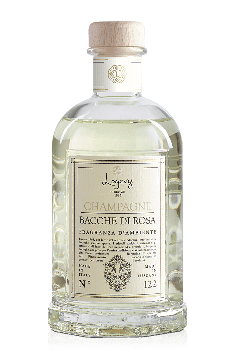Logevy Champagne e Bacche di Rosa doftpinnar i glasflaska från Toscana
