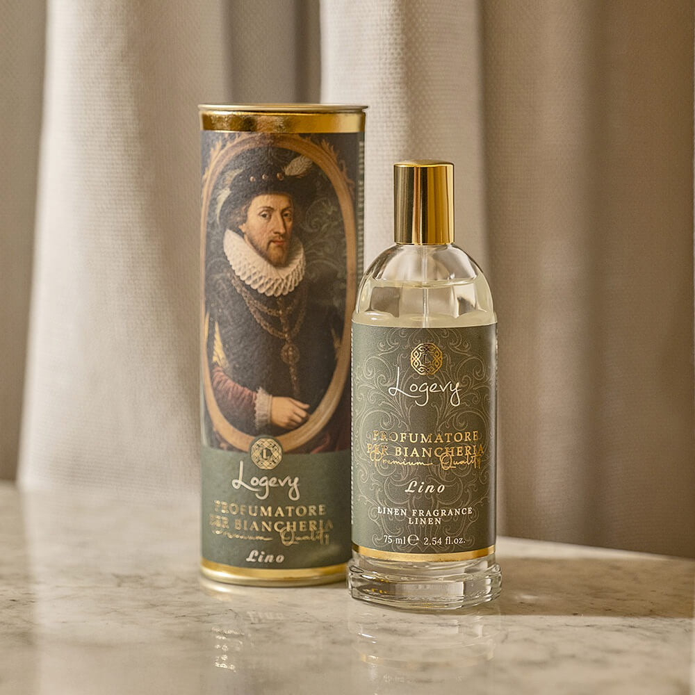 Logevy Lino linnespray på linne och textilier – frisk doft med citrus, jasmin och sandelträ