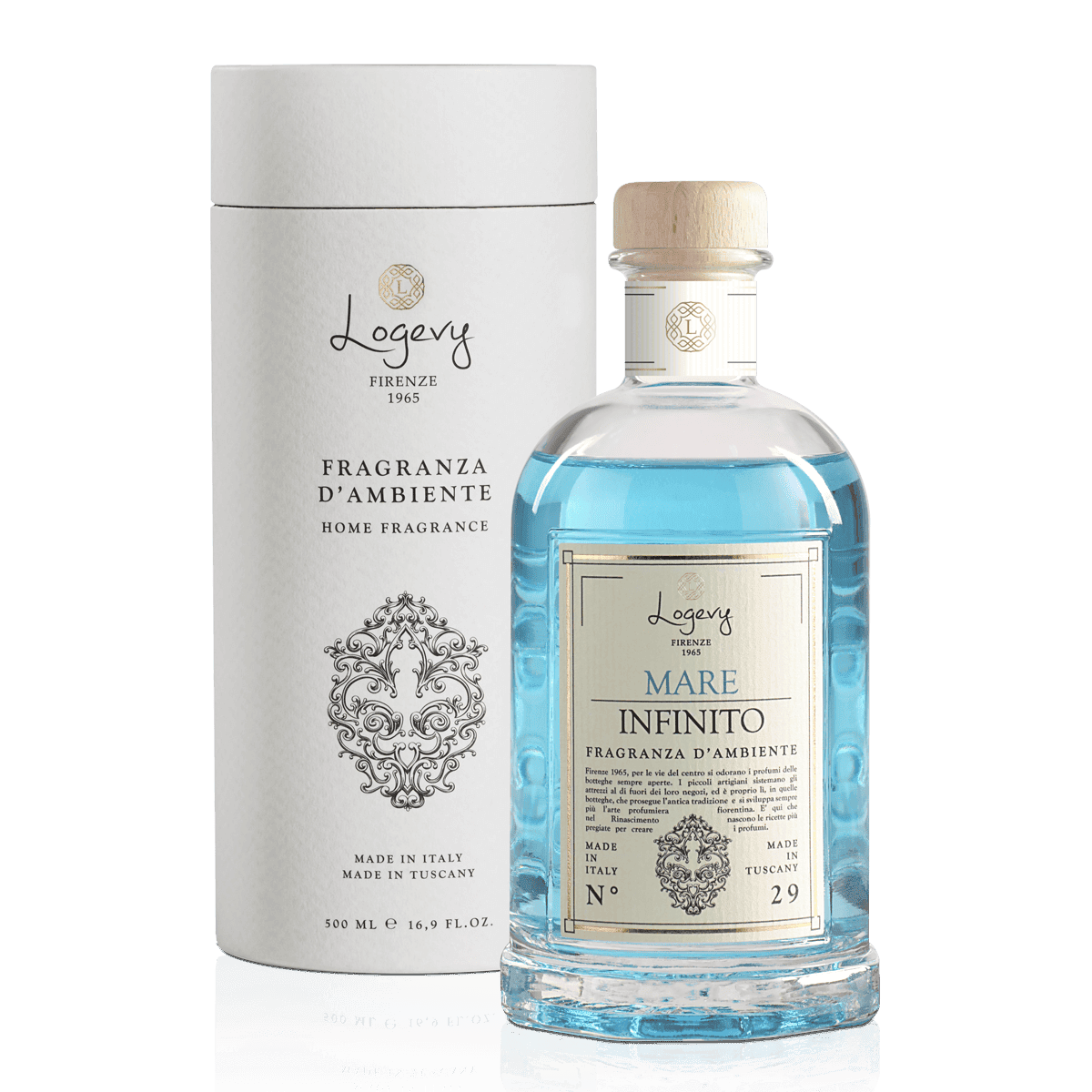 Logevy Mare Infinito doftpinnar i glasflaska från Toscana