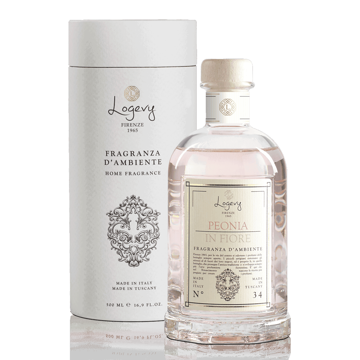 Logevy Peonia in Fiore doftpinnar i glasflaska från Toscana
