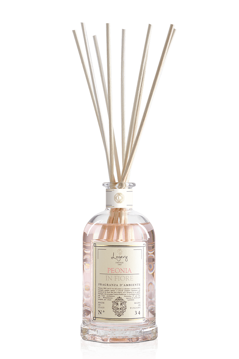 Logevy Peonia in Fiore diffuser med bambupinnar