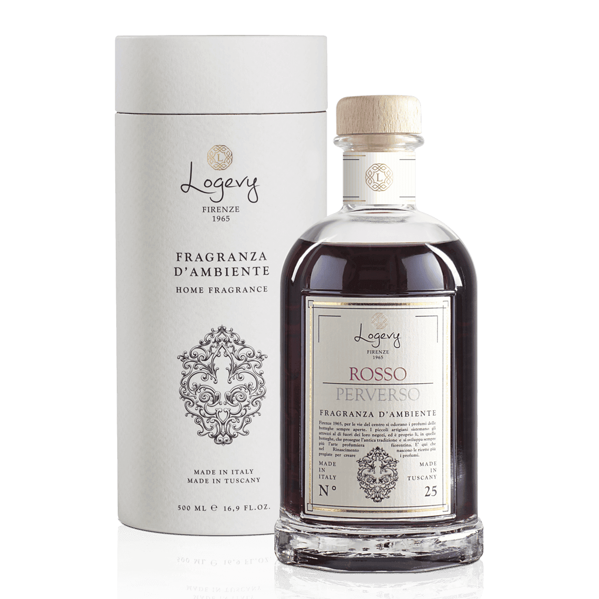 Logevy Rosso Perverso doftpinnar i glasflaska från Toscana