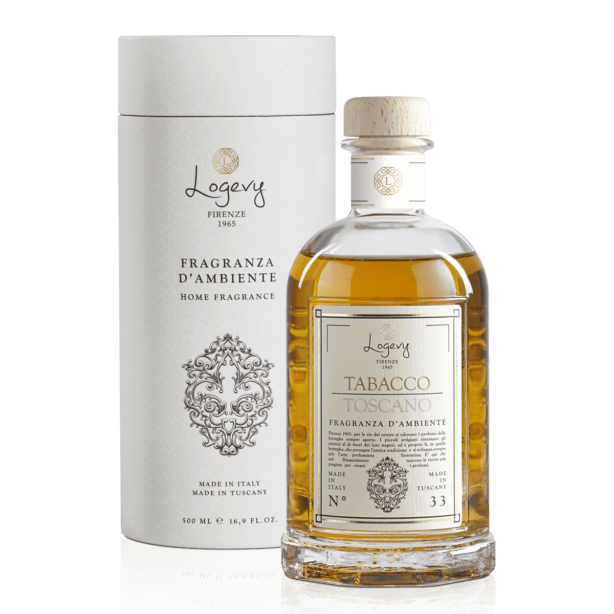Logevy Tabacco Toscano doftpinnar i glasflaska från Toscana